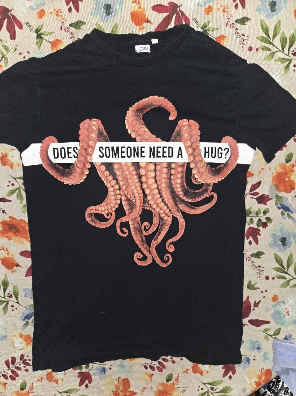 OVS Kids Black Short-Sleeve Tee with Octopus Graphic